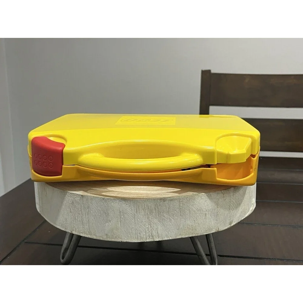 LEGO Yellow Hard Plastic Carrying Case Full Of Random LEGO Pieces With Dividers